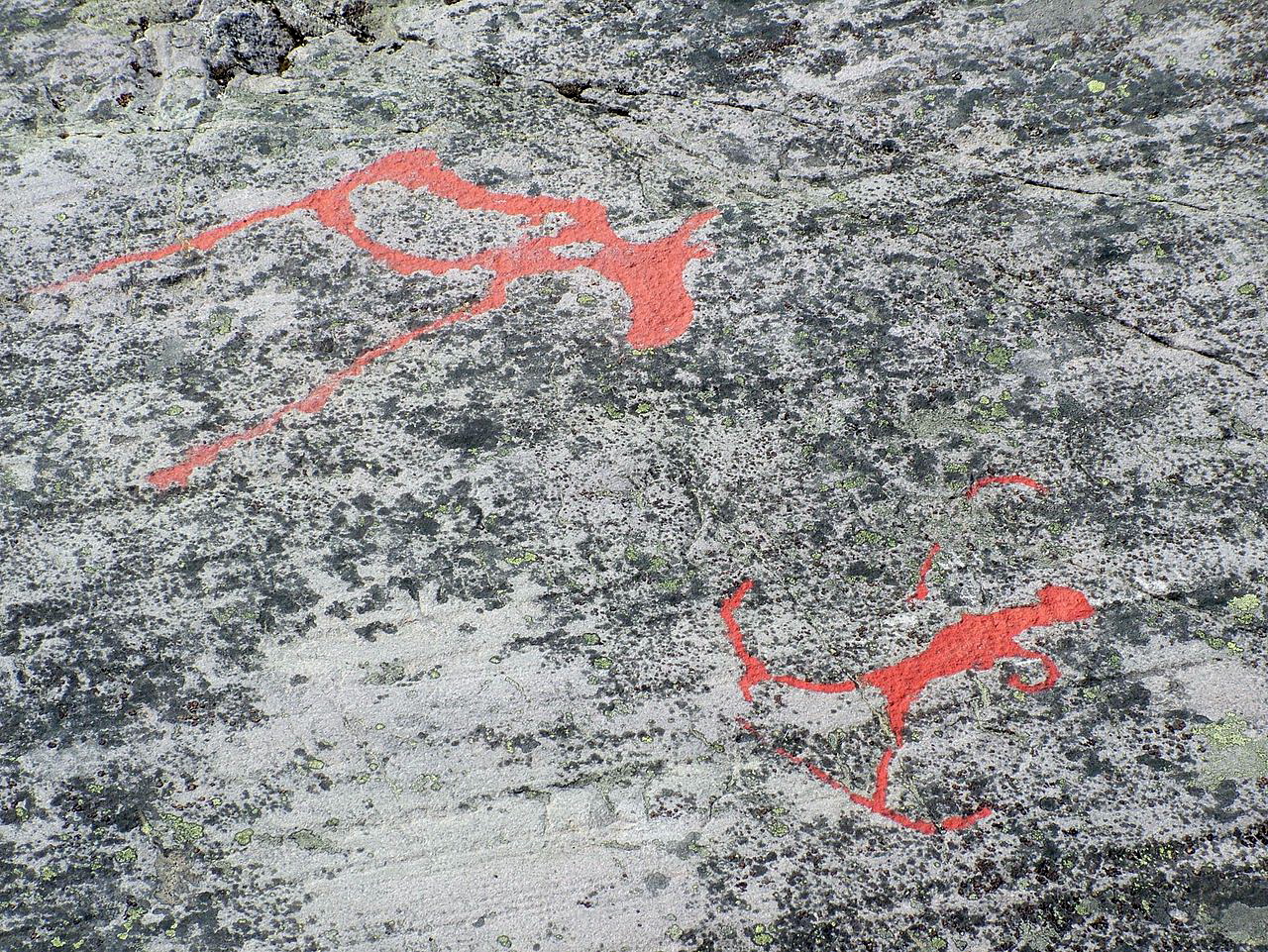 Наскальные рисунки лыж в пещерах Норвегии
